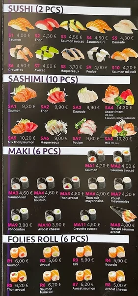 menu 0 of Folie’s Sushi