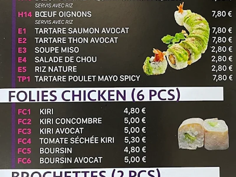 menu 1 of Folie’s Sushi