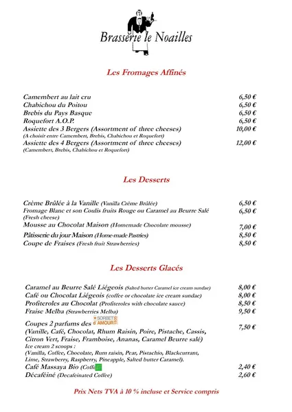menu 0 of Le Noailles