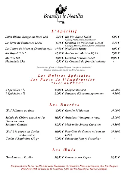 menu 1 of Le Noailles