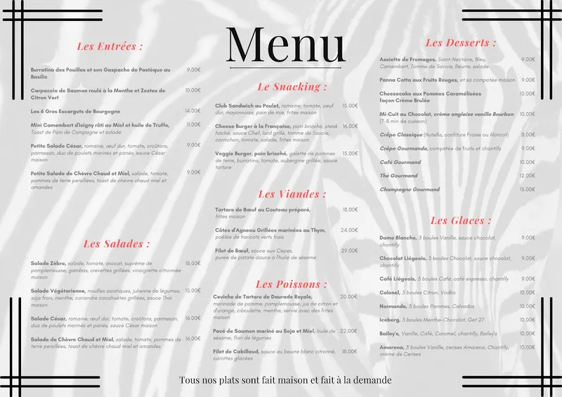 menu 2 of Le Zèbre de Magny | Restaurant Magny-le-Hongre (77)