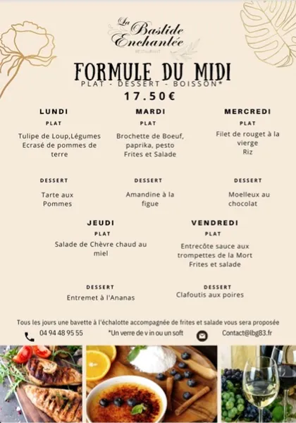 menu 1 of La Bastide Enchantée