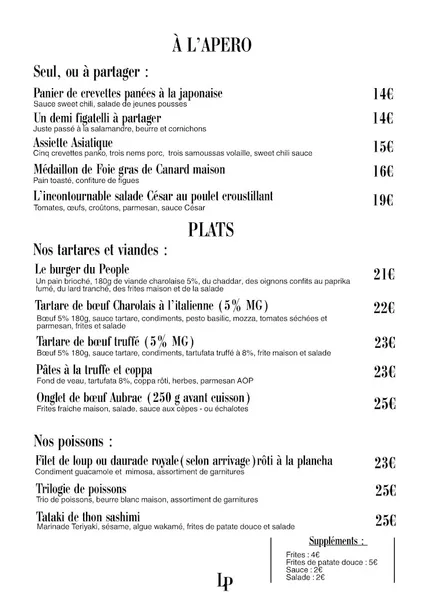 menu 0 of Le People