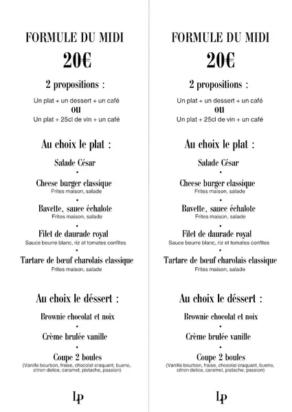 menu 1 of Le People