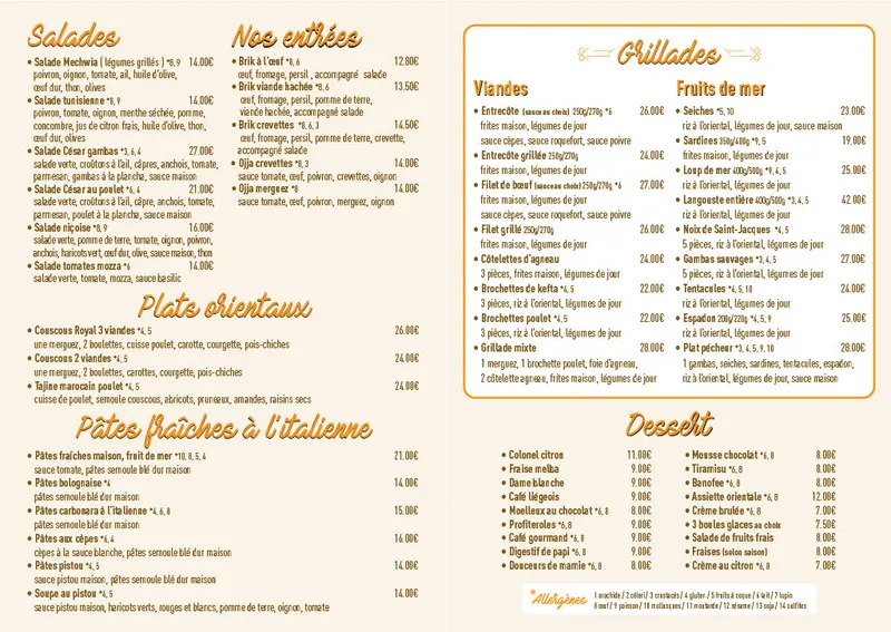 menu 0 of Au Dé Lisse