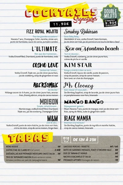 menu 0 of La Maison Montmorency