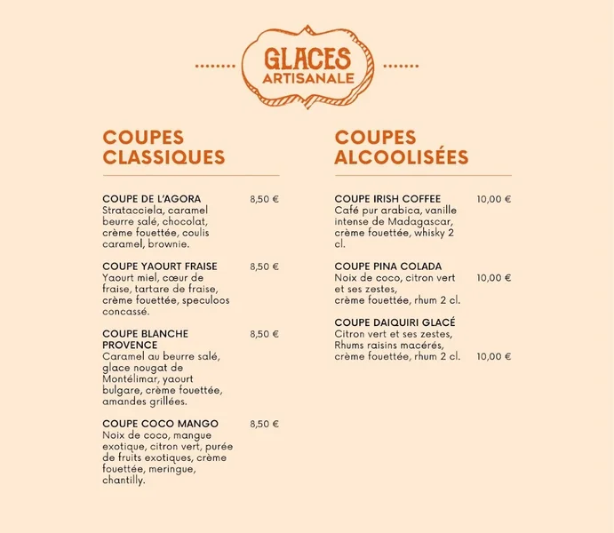 menu 1 of L'AGORA