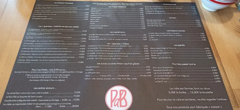 menu 0 of Le Pot de Beurre