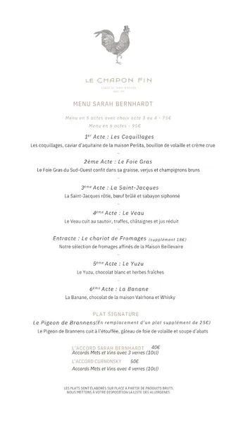 menu 1 of Le Chapon Fin