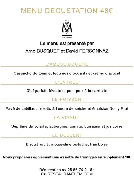 menu 0 of Restaurant Le M