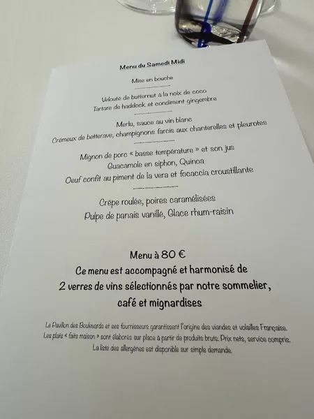menu 0 of Le Pavillon des Boulevards
