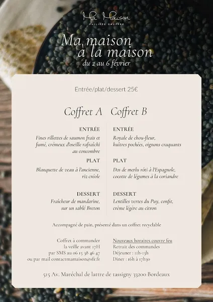 menu 0 of Restaurant Ma Maison