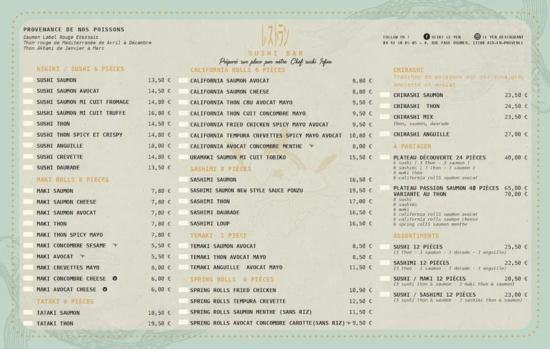 menu 0 of Le Yen Koï