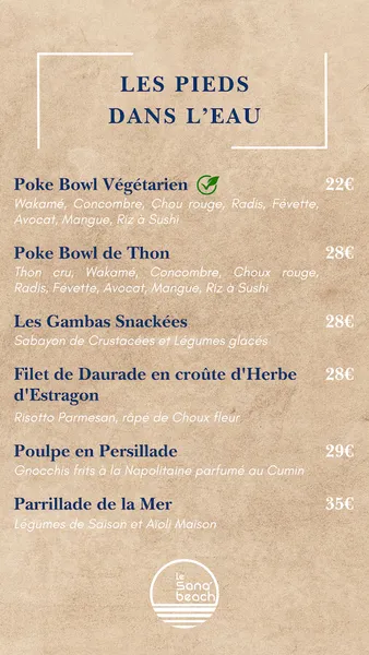 menu 2 of Le Sana Beach