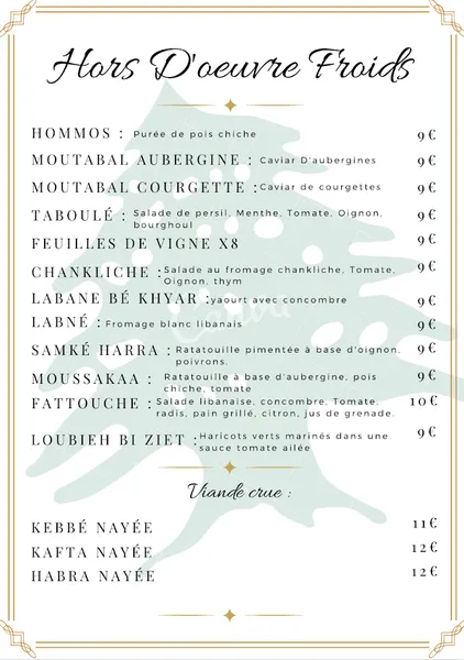 menu 2 of Kfifen Cœur du Liban