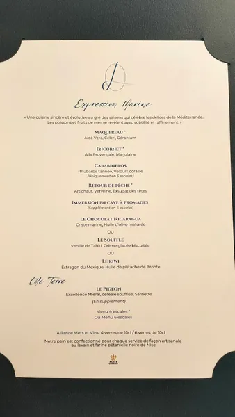 menu 0 of La Table du Castellet***