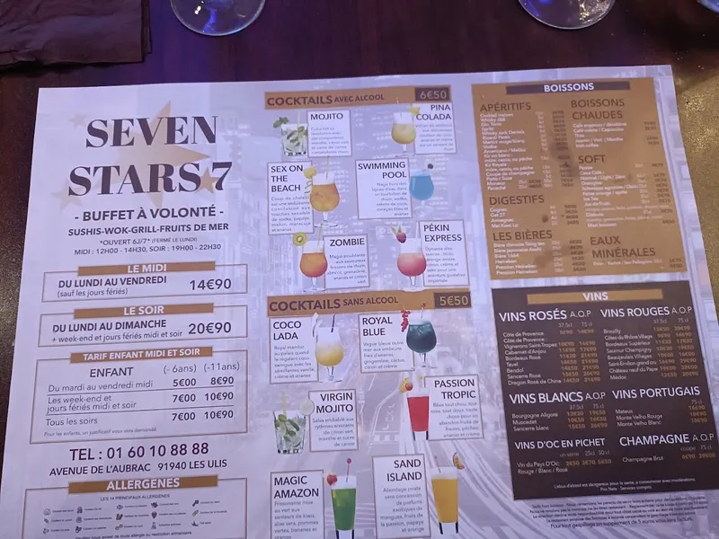 menu 0 of Seven Stars 7