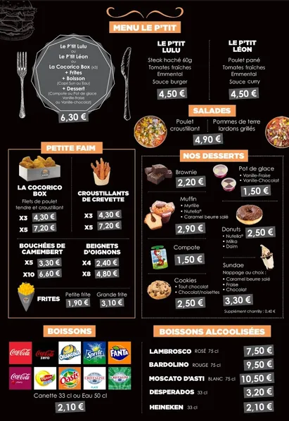menu 1 of Côté Burger
