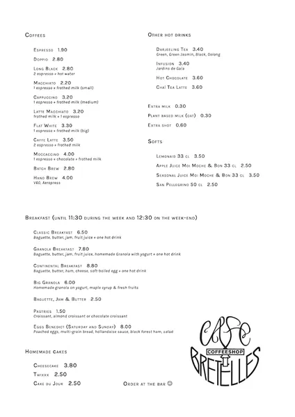 menu 0 of Café Bretelles - Petite France
