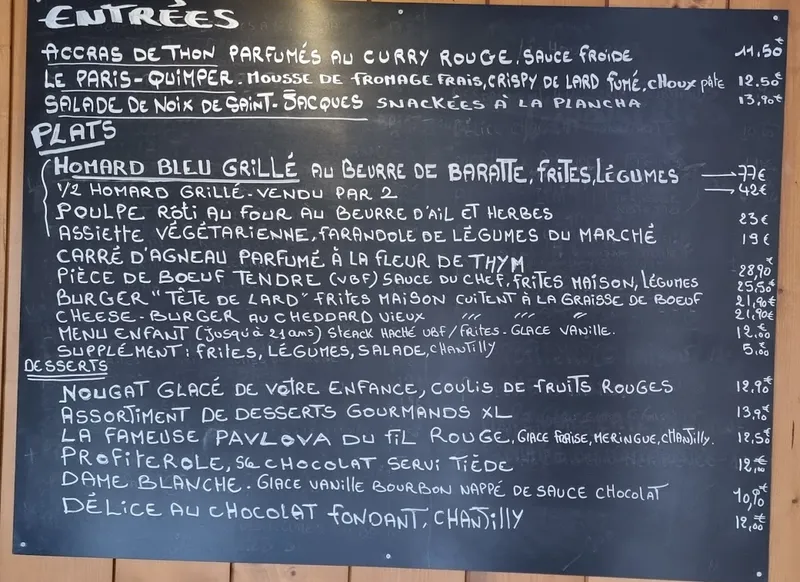 menu 0 of LE FIL ROUGE La cuisine du marché 100%fait maison