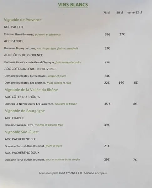 menu 0 of La Table de l'Ours