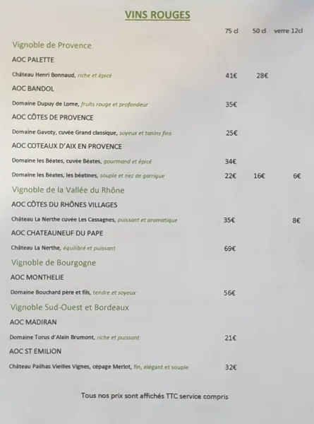menu 1 of La Table de l'Ours