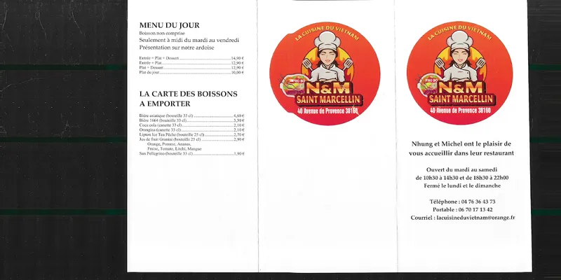 menu 2 of La Cuisine du Vietnam