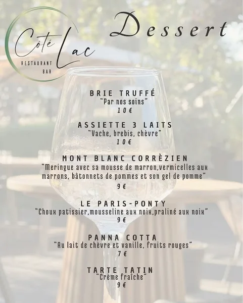 menu 2 of Côté Lac