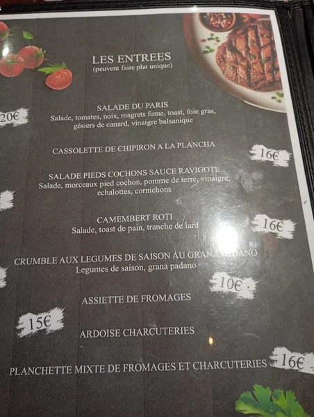 menu 0 of Brasserie Le Paris