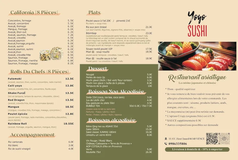 menu 0 of YOYO SUSHI