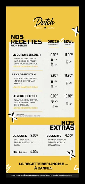 menu 0 of DUTCH KEBAB CANNES (Berliner kebab)
