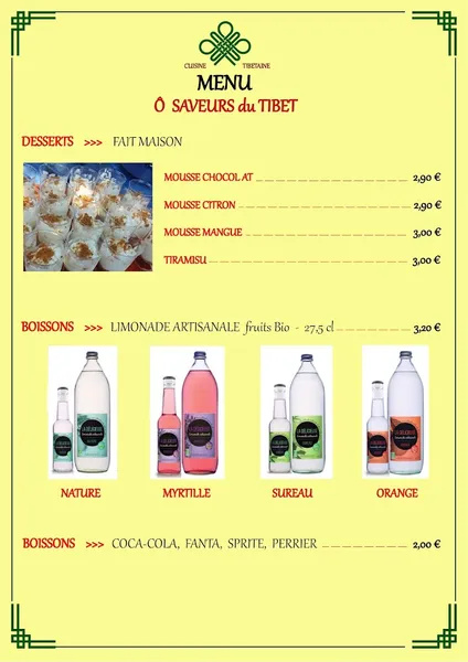 menu 2 of Ô Saveurs du Tibet