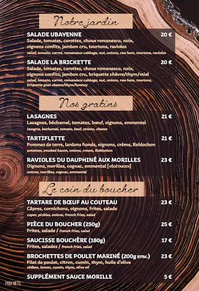 menu 1 of Le Peguieou | Restaurant d'altitude à Pra Loup