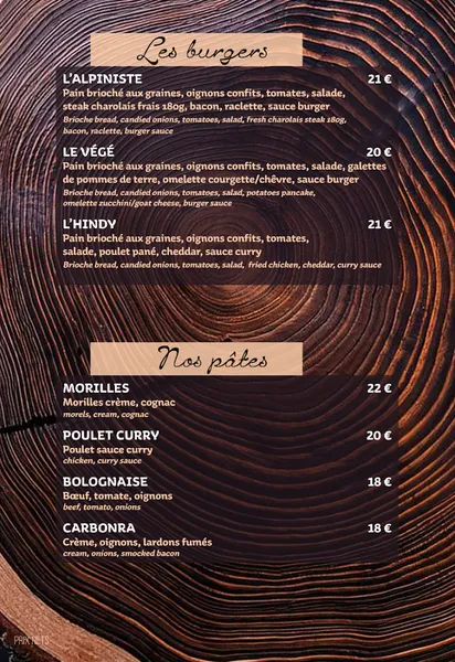 menu 2 of Le Peguieou | Restaurant d'altitude à Pra Loup