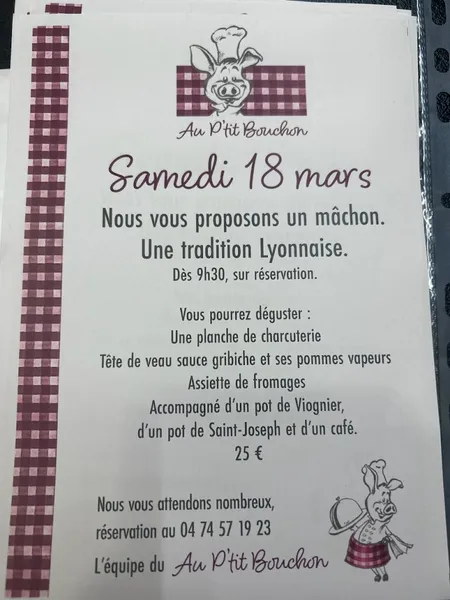menu 2 of Au P'tit Bouchon