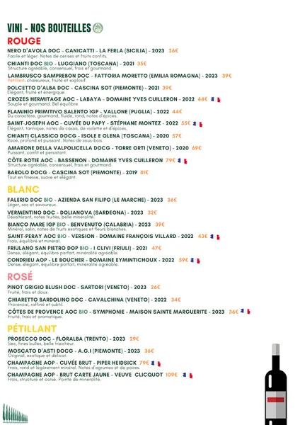 menu 1 of Lupo : restaurant Italien & pizzeria