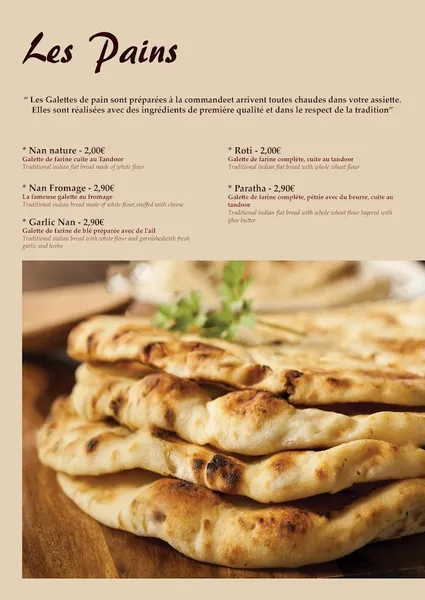 menu 2 of L'Escale Indienne Vienne