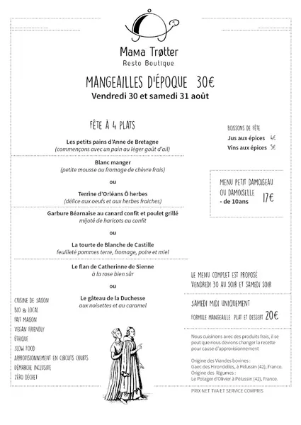 menu 1 of Mama Trøtter