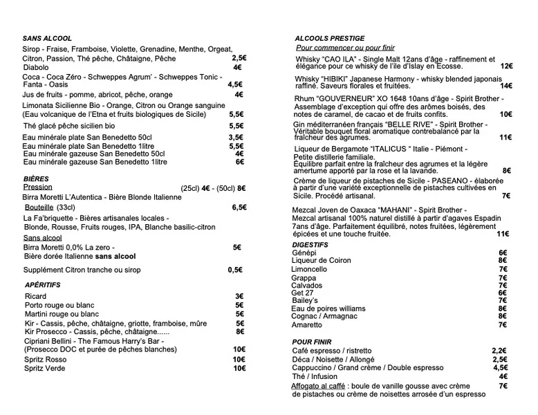 menu 0 of Allegra