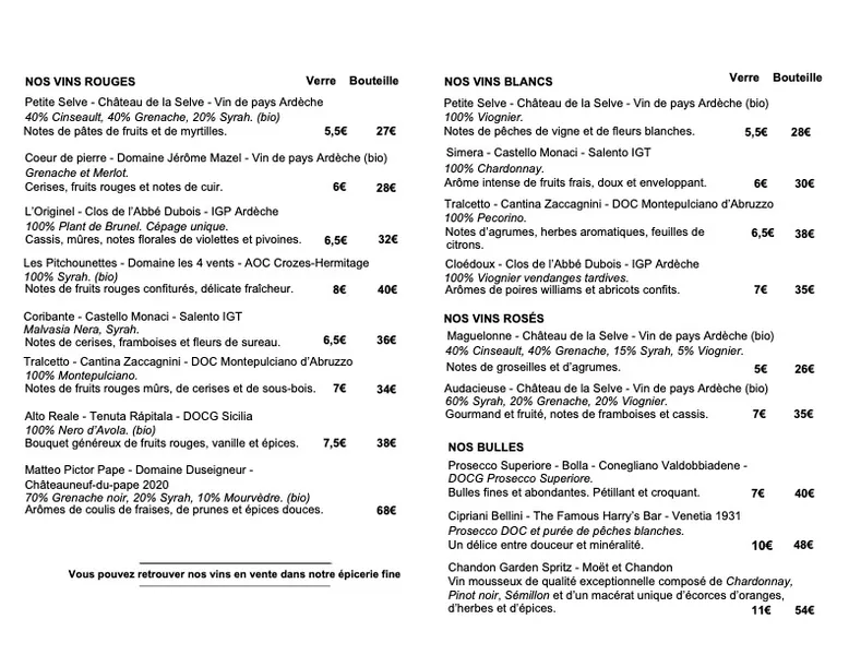 menu 1 of Allegra