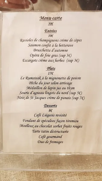 menu 0 of L'O à la Bouche