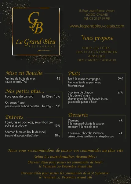 menu 0 of Le Grand Bleu
