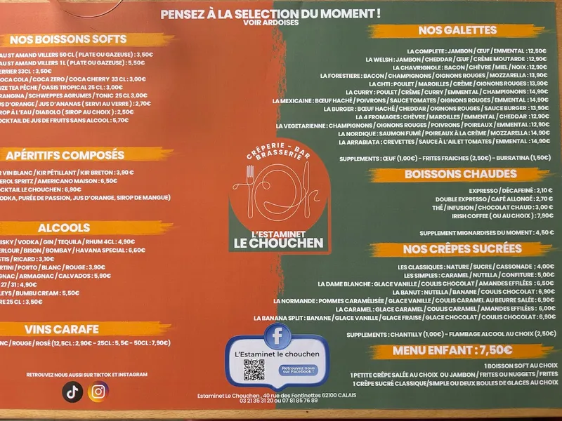 menu 0 of L'estaminet Le Chouchen