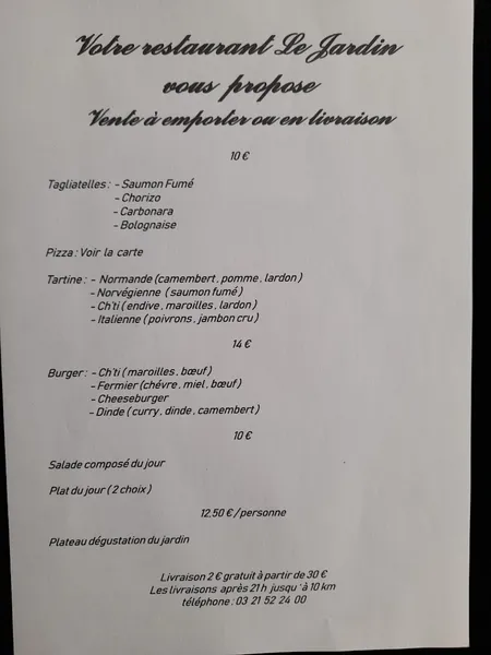 menu 0 of Sas Le Jardin