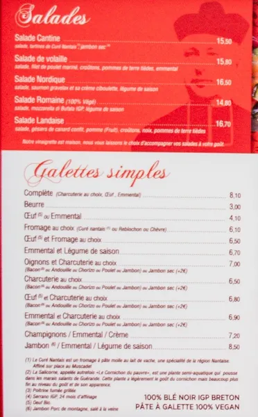 menu 1 of La Cantine Du Curé