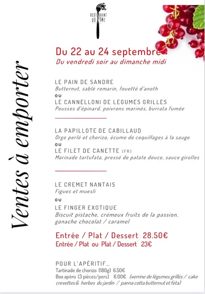 menu 1 of Restaurant du Pont