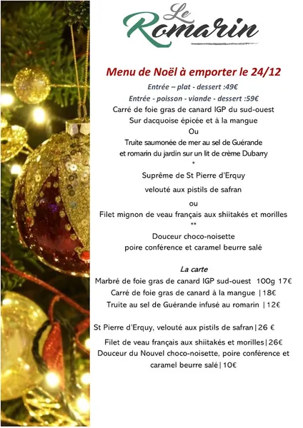 menu 0 of Le Romarin