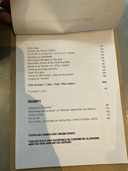 menu 0 of Rouge, Restaurant - Bar à vin