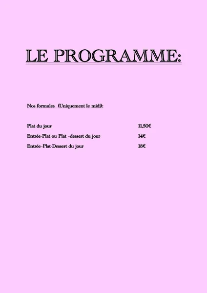 menu 1 of Café Scène