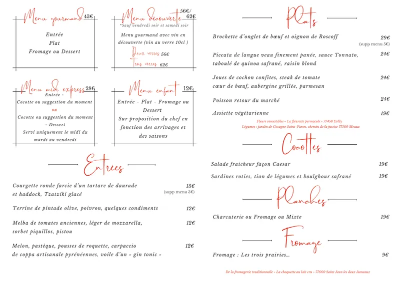 menu 1 of Les Cocottes d'Hélène